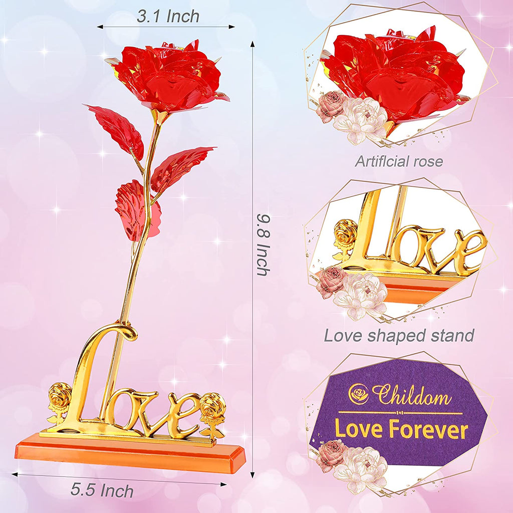 Mothers Day Rose Gifts for Mom,Birthday Gifts for Women,Mothers Day Flowers Gifts for Mom from Daughter Son,Red Artificial Flower Gift with Love Stand for Wife,Grandma,Daughter,Anniversary