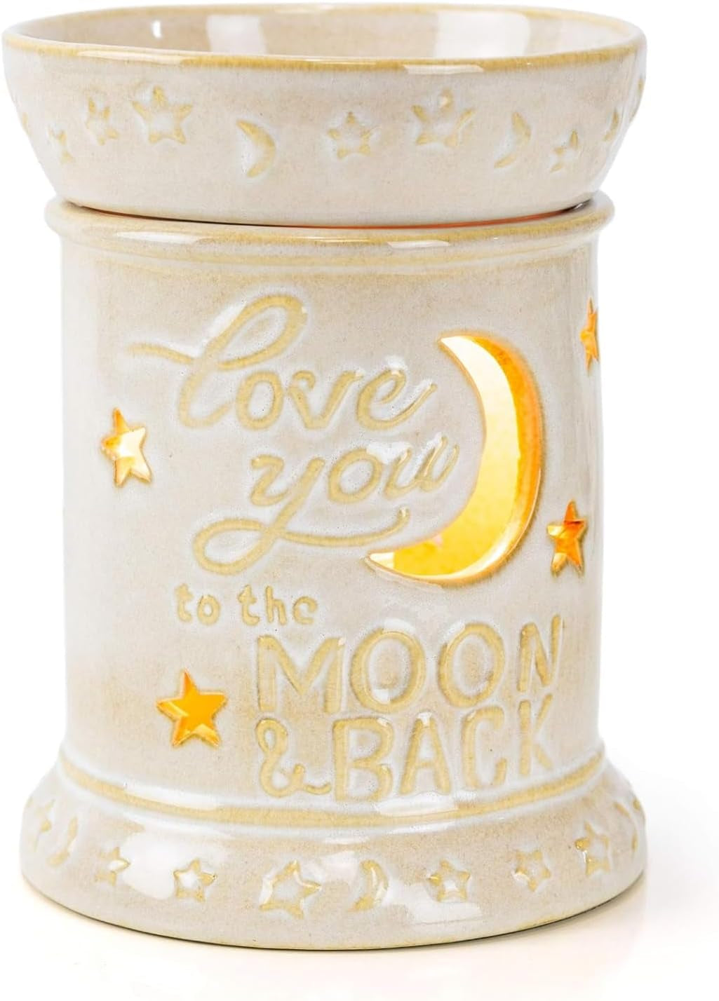 Wall Plug-In Wax Warmer for Scented Wax Ceramic Love You to the Moon & Back Electric Home Fragrance Warmer for Essential Oils Candle Melts and Tarts Scent Warmer Night Light